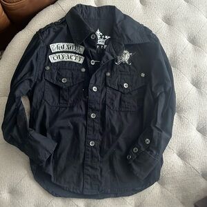 Blac Label Button Down Black Kids Boys Shirt Long Sleeve